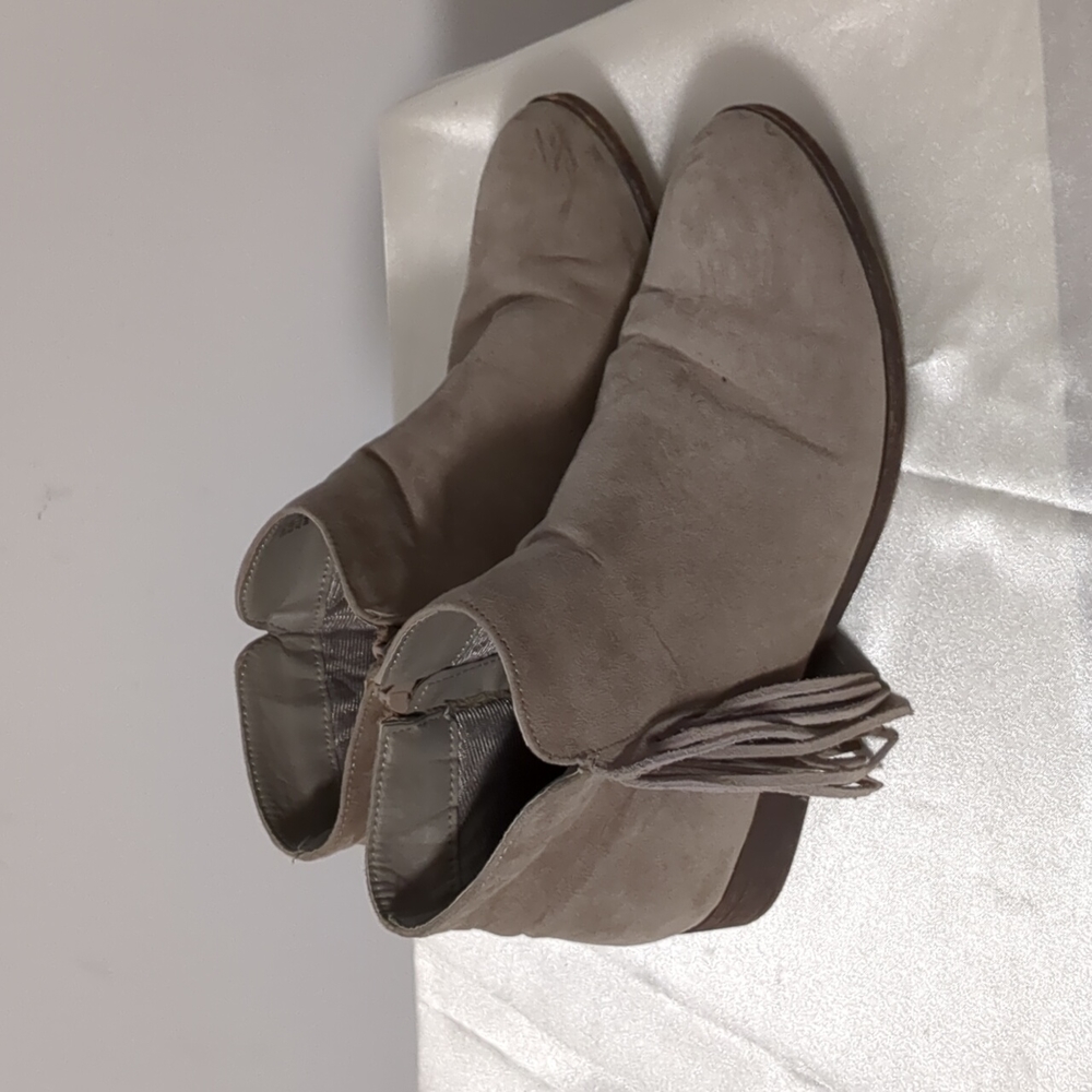 Madden Girl Faux Suede Fringe Zip Ankle Boots